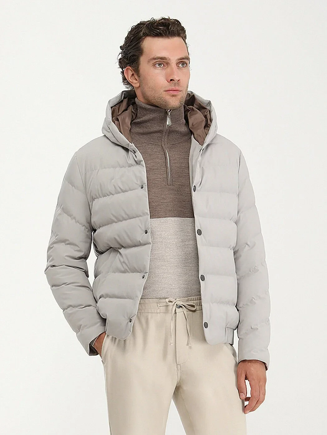 Taş Regular Fit Kapüşonlu Casual Dokuma Mont - 1