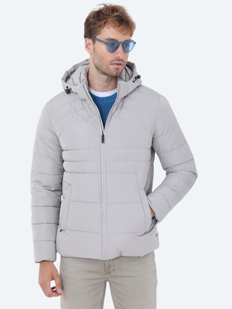 Taş Regular Fit Kapüşonlu Casual Dokuma Mont - 1