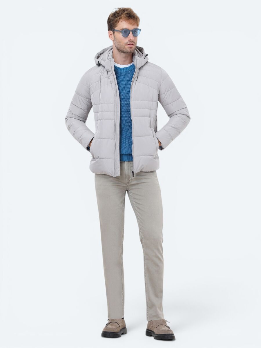 Taş Regular Fit Kapüşonlu Casual Dokuma Mont - 2