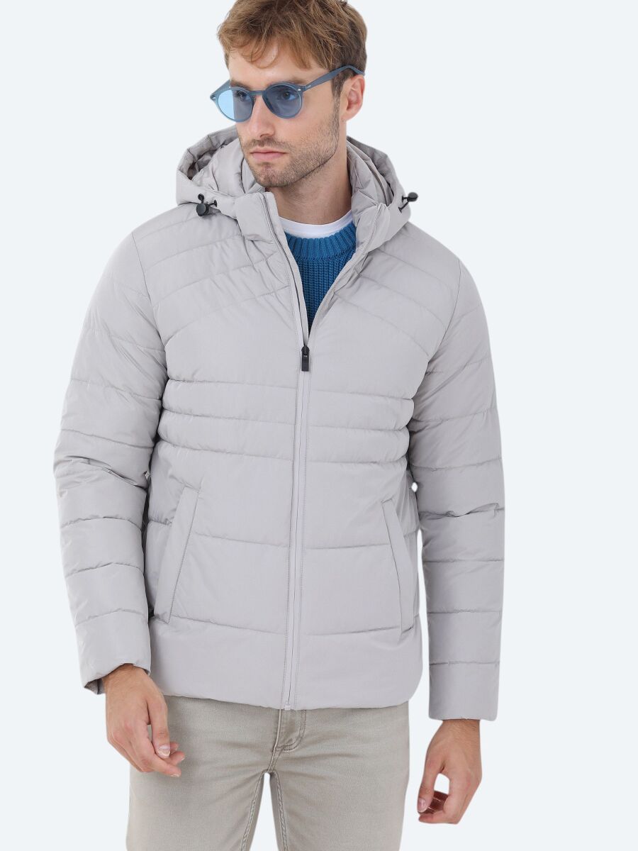 Taş Regular Fit Kapüşonlu Casual Dokuma Mont - 3