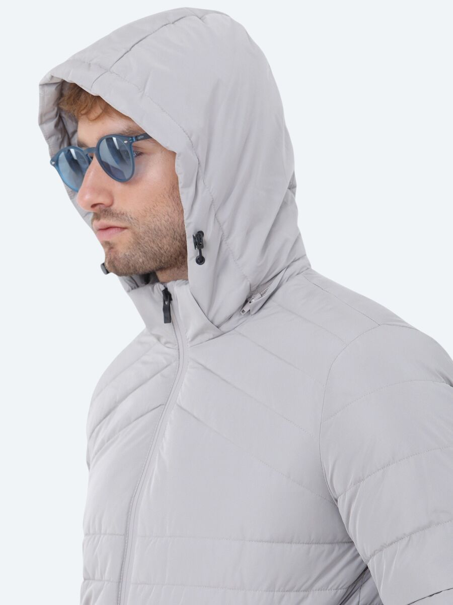 Taş Regular Fit Kapüşonlu Casual Dokuma Mont - 5