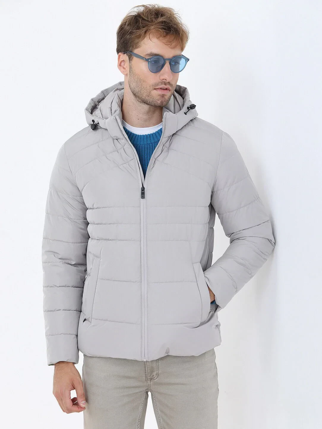 Taş Regular Fit Kapüşonlu Casual Dokuma Mont - 1