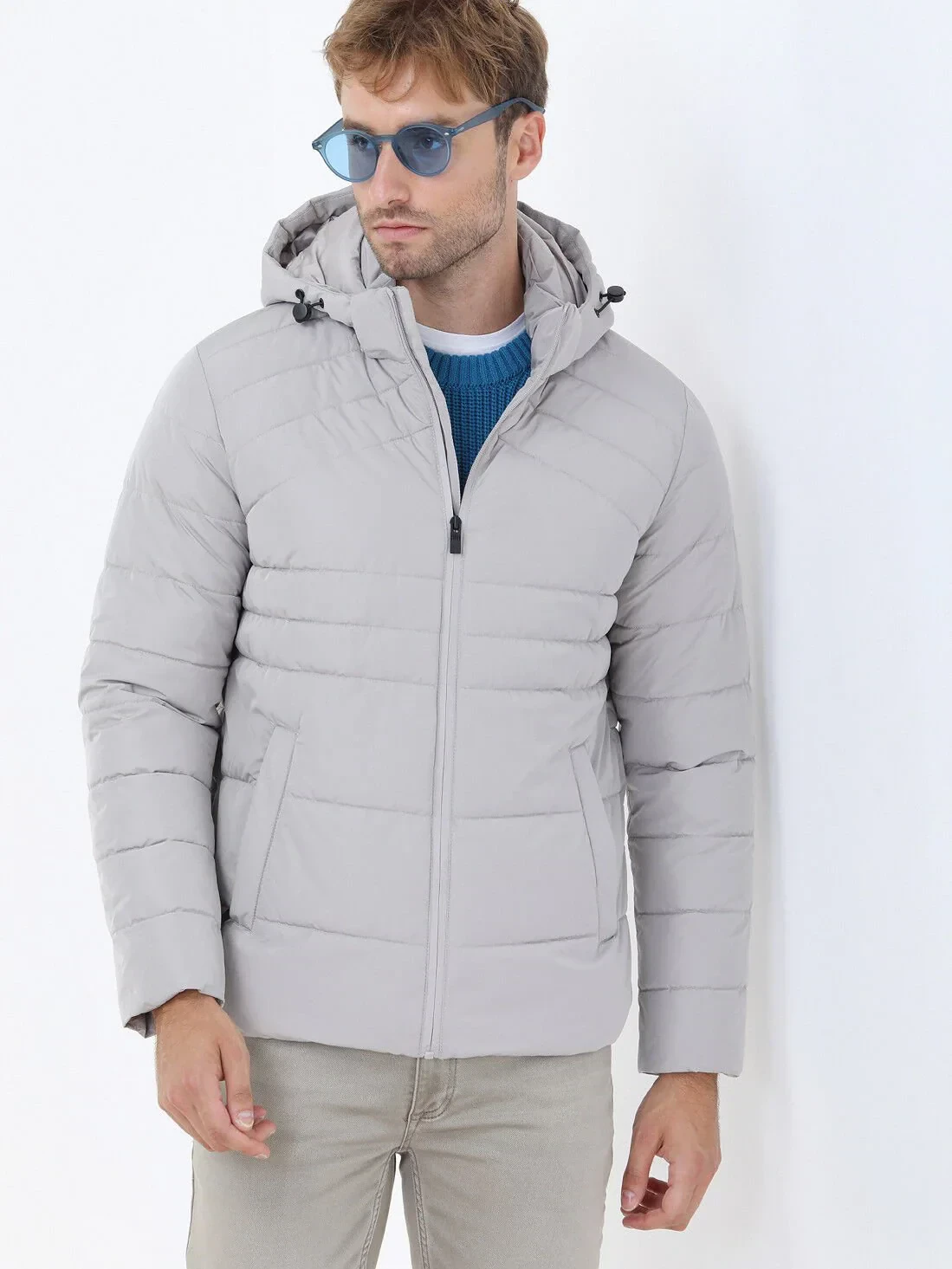 Taş Regular Fit Kapüşonlu Casual Dokuma Mont - 3