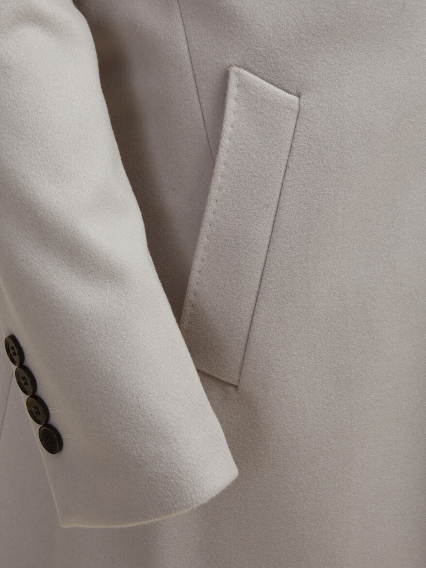 Taş Regular Fit Kelebek Yaka Klasik Örme Palto - 3