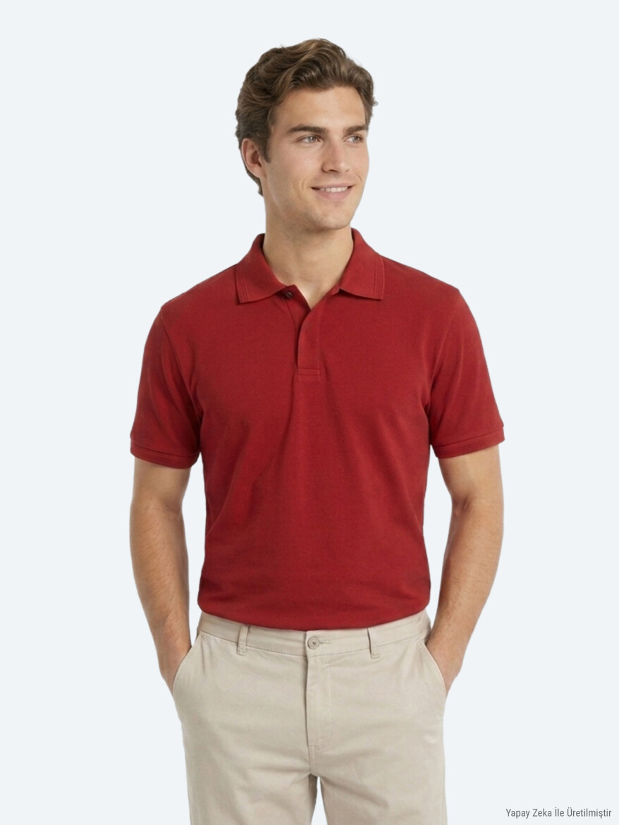 Tile Red Plain 100% Cotton T-Shirt 