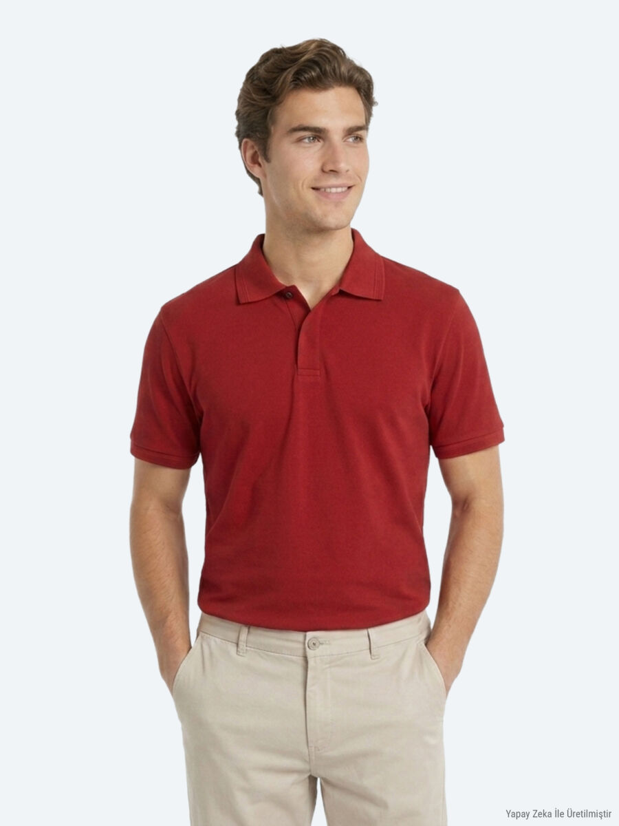 Tile Red Plain 100% Cotton T-Shirt - 1