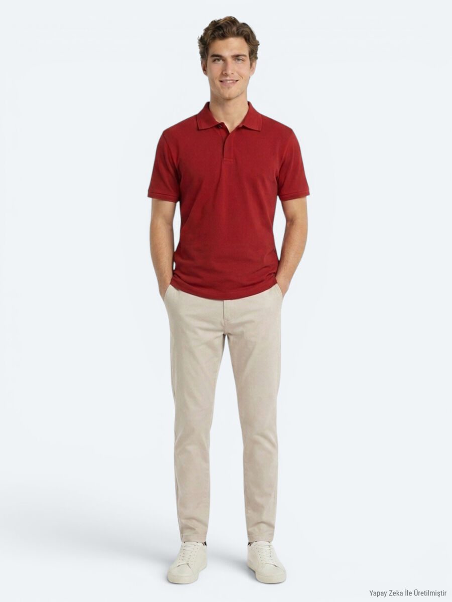 Tile Red Plain 100% Cotton T-Shirt - 2