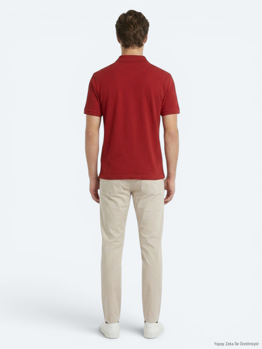 Tile Red Plain 100% Cotton T-Shirt - 5