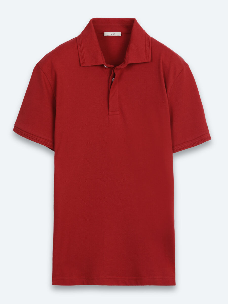 Tile Red Plain 100% Cotton T-Shirt - 6