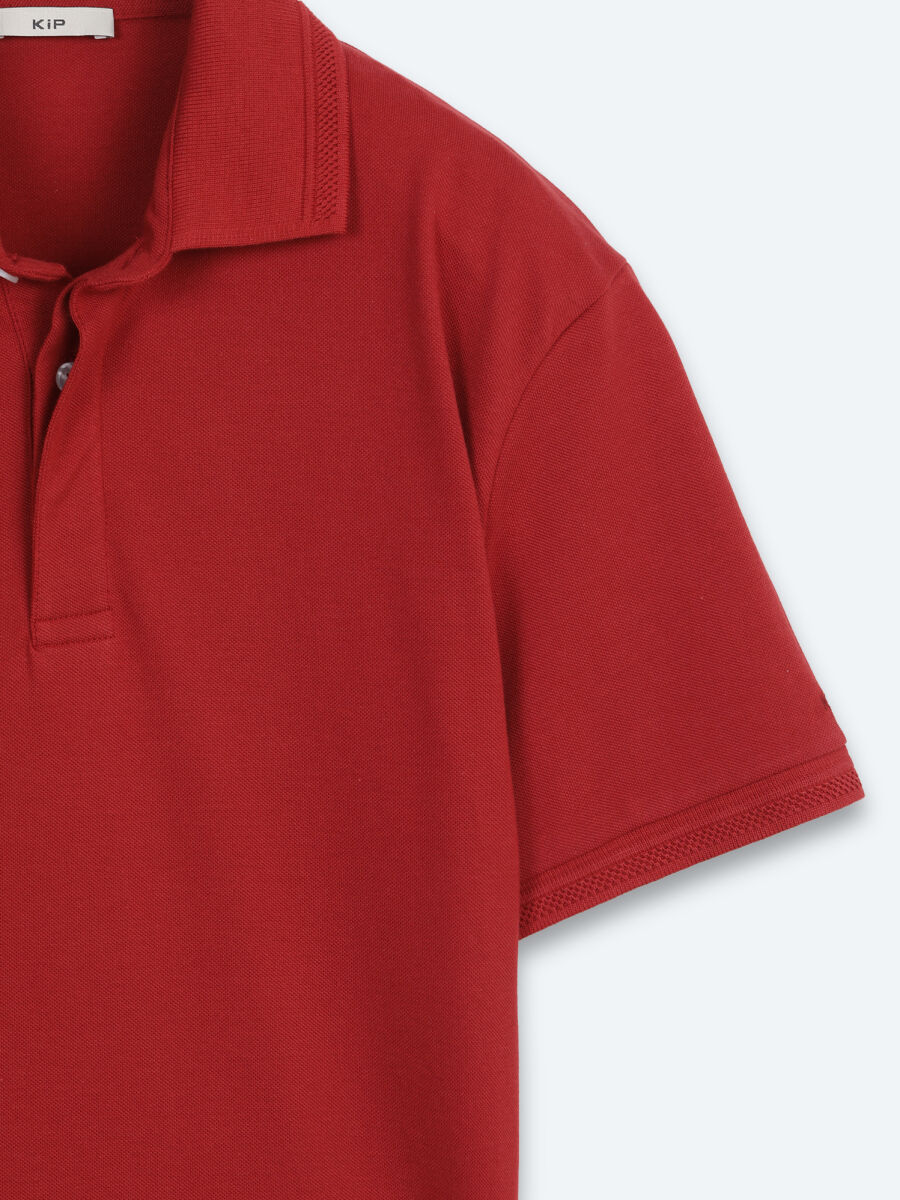 Tile Red Plain 100% Cotton T-Shirt - 7