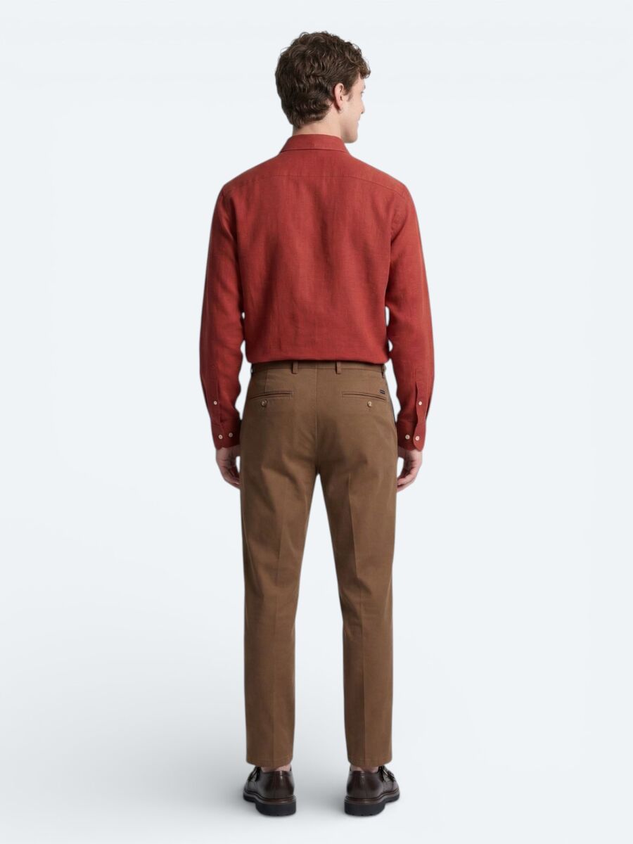 Tile Red Plain Oversize Fit Long Weaving Casual Shirt - 5