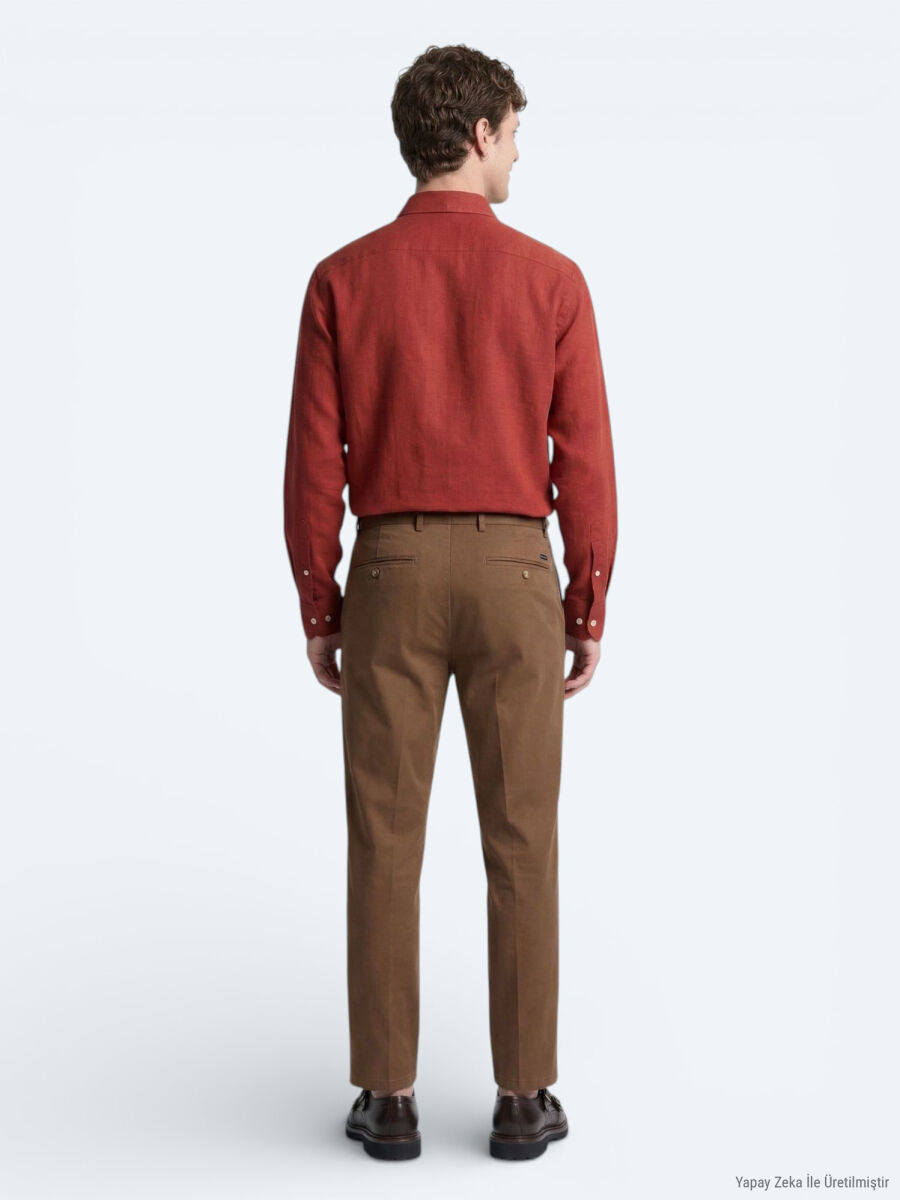 Tile Red Plain Oversize Fit Long Weaving Casual Shirt - 5