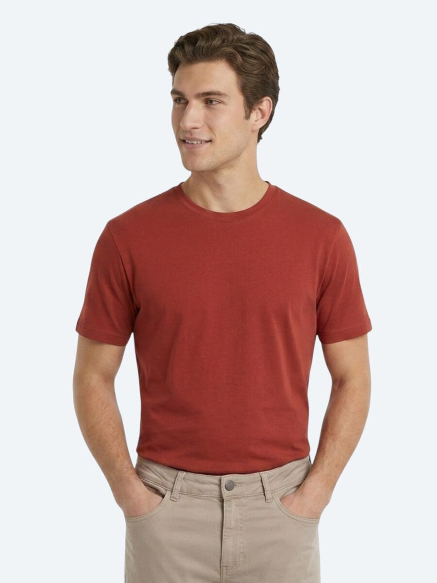 Tile Red Plain T-Shirt - 2