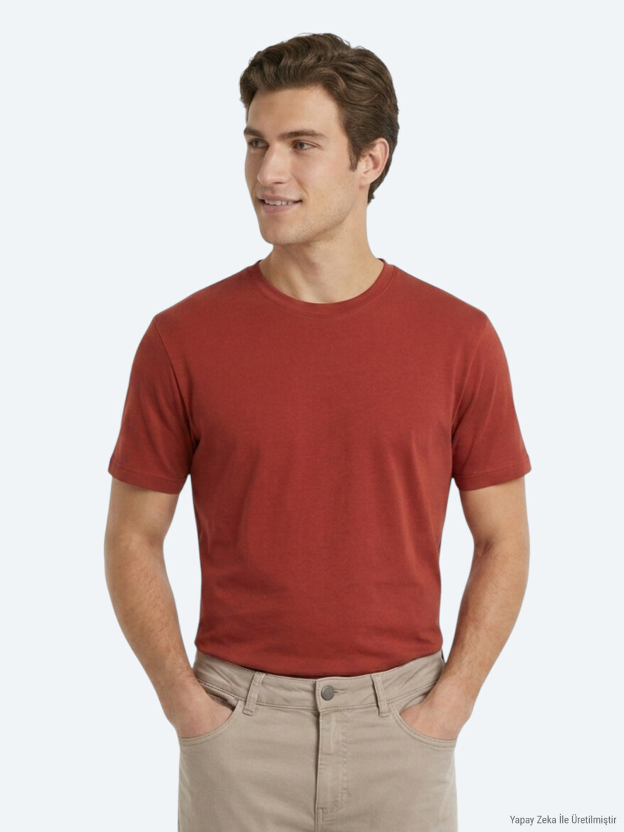 Tile Red Plain T-Shirt - 2