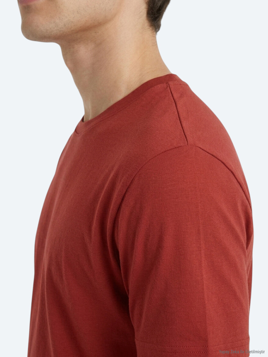 Tile Red Plain T-Shirt - 4