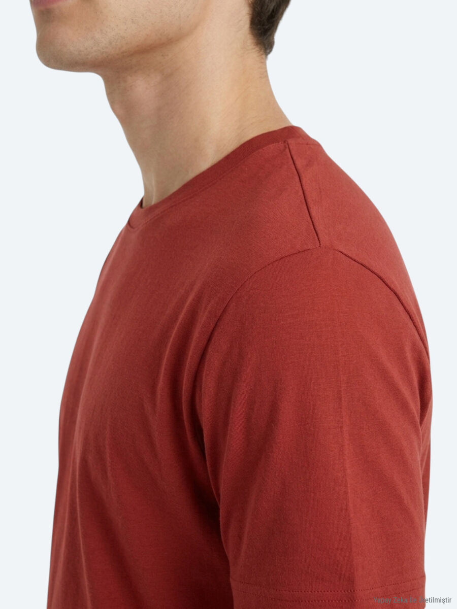 Tile Red Plain T-Shirt - 4