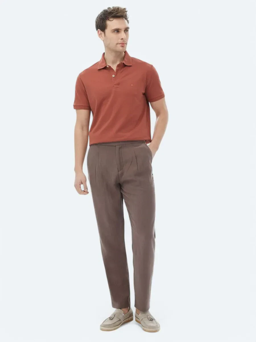 Tile Red Polo Neck 100% Cotton T-Shirt - 2