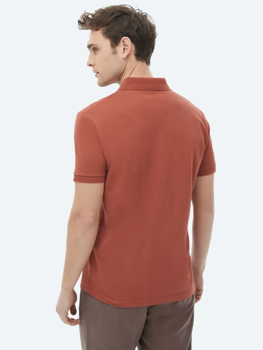 Tile Red Polo Neck 100% Cotton T-Shirt - 9