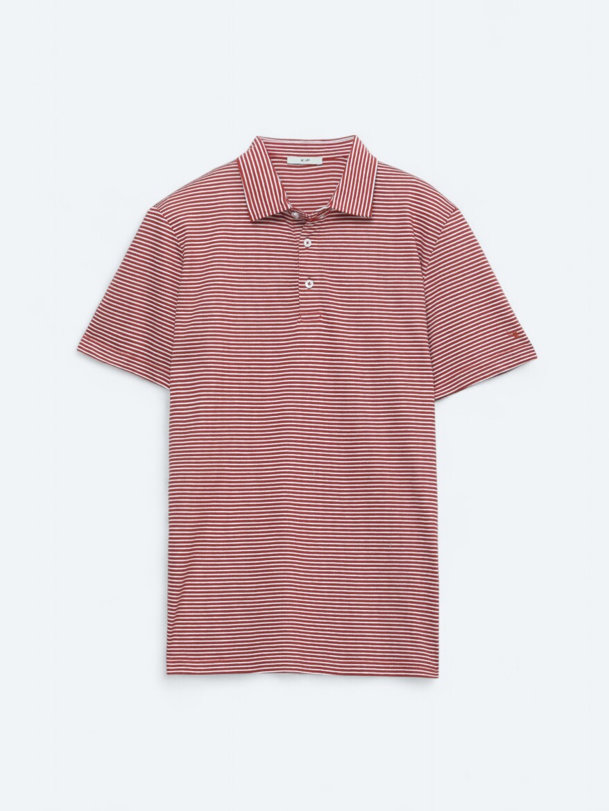 Tile Red Polo Neck 100% Cotton T-Shirt - 6