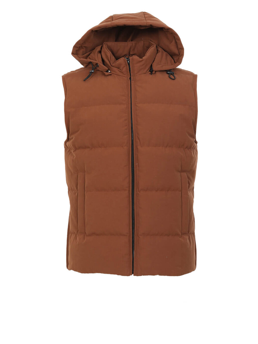 Tile Red Regular Fit Hooded Casual Weaving Puffer Vest - 7