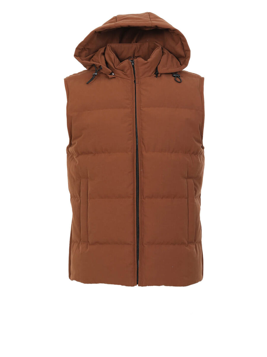 Tile Red Regular Fit Hooded Casual Weaving Puffer Vest - 7