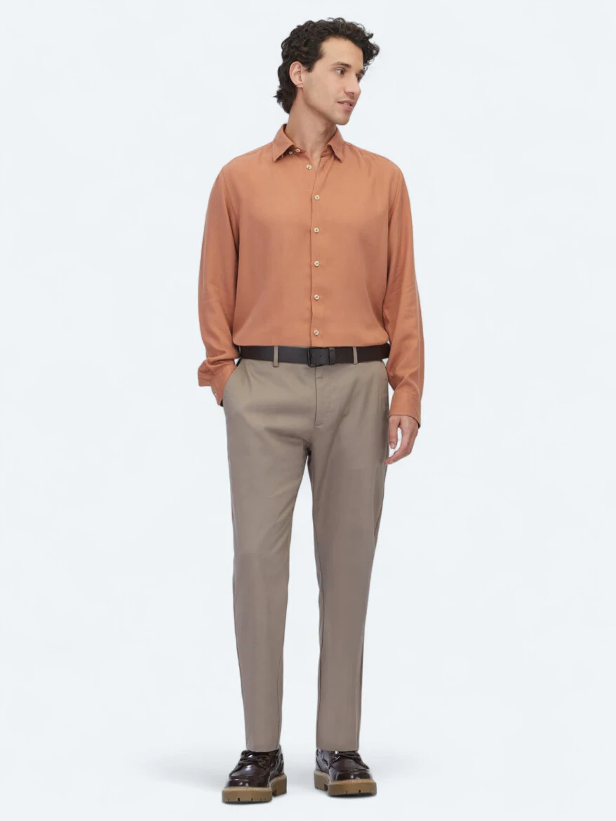 Tile Red Regular Fit Weaving Casual Shirt - KİP