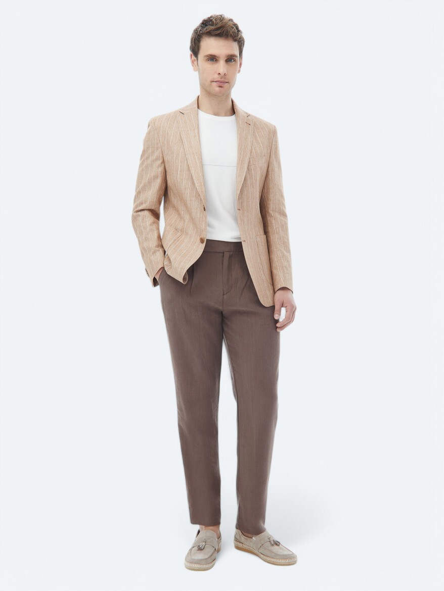 Tile Red Striped Modern Fit Cotton Blended Jacket - 5