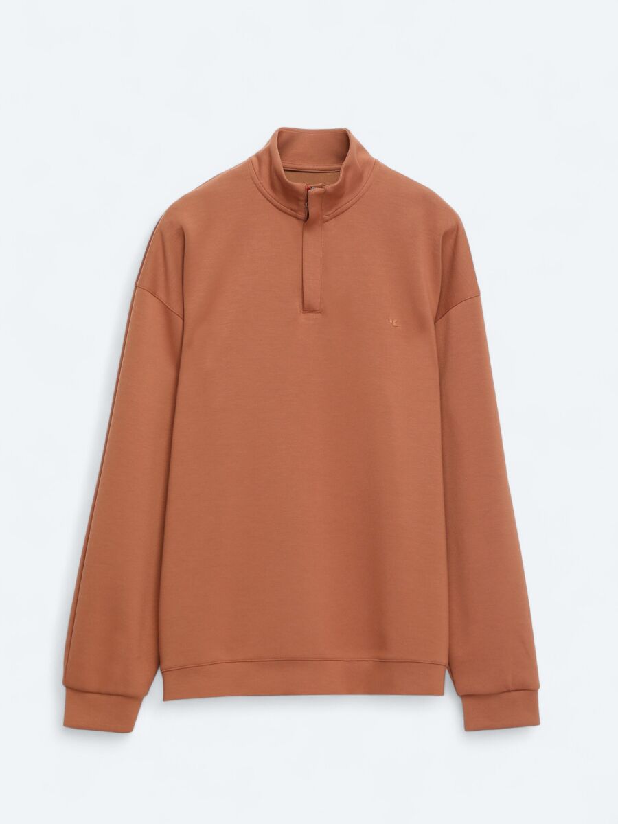 Tile Red Turtleneck Plain Sweatshirt - 6