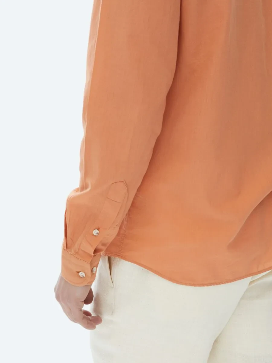 Turuncu Düz Regular Fit Dokuma Casual %100 Pamuk Gömlek - 5