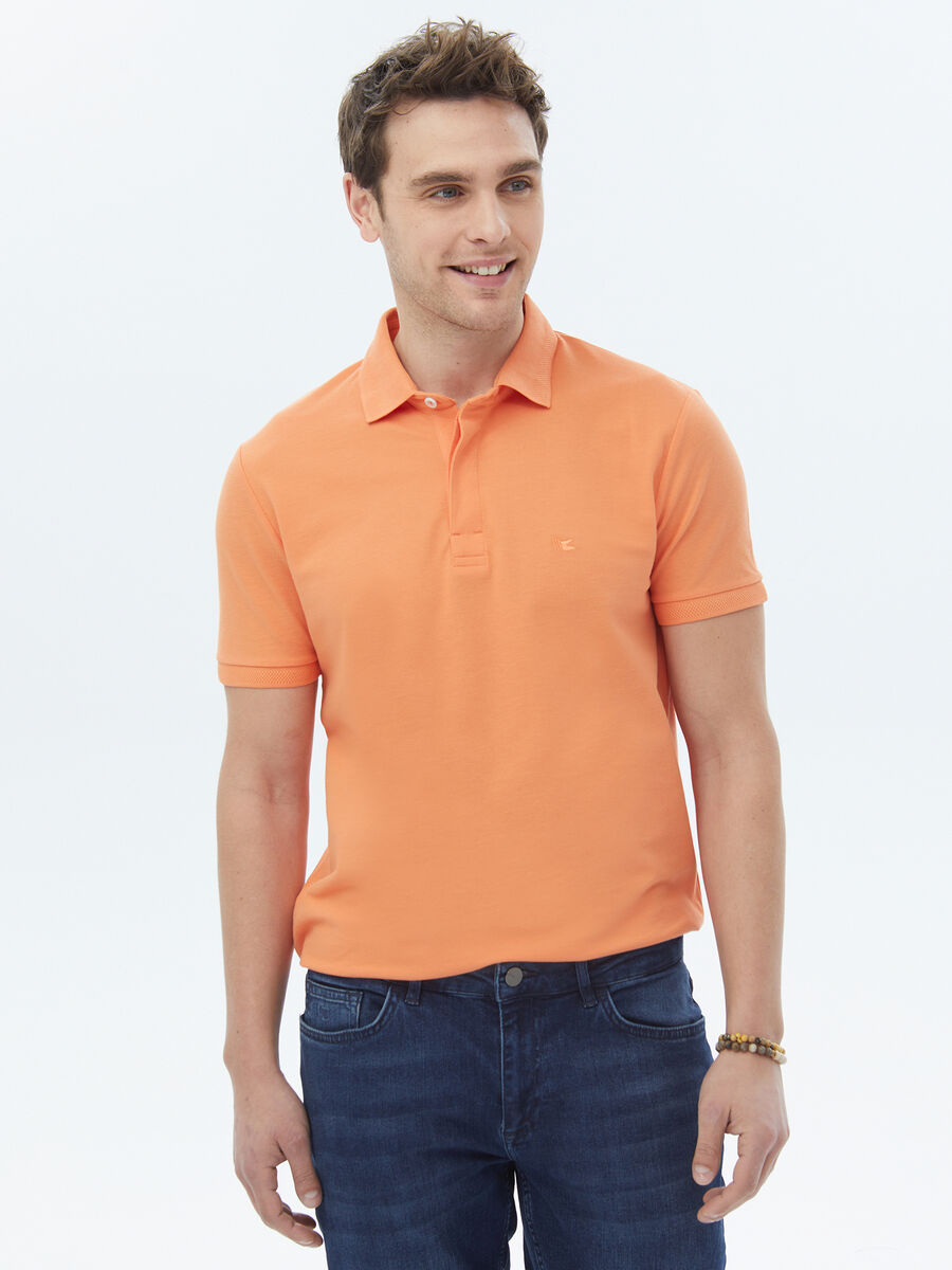 Turuncu Polo Yaka %100 Pamuk T-Shirt - 1