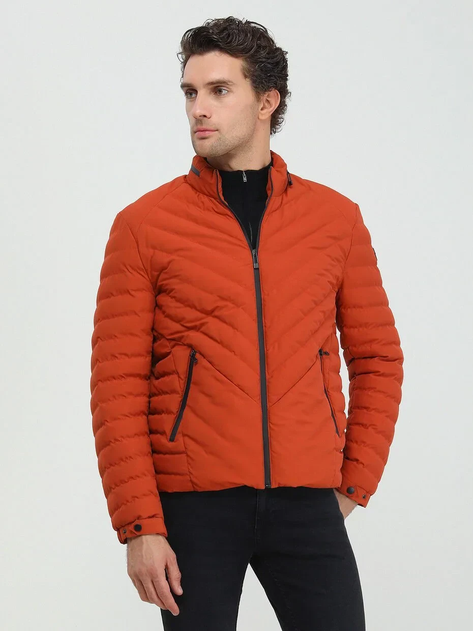 Turuncu Regular Fit Casual Dokuma Mont - 1