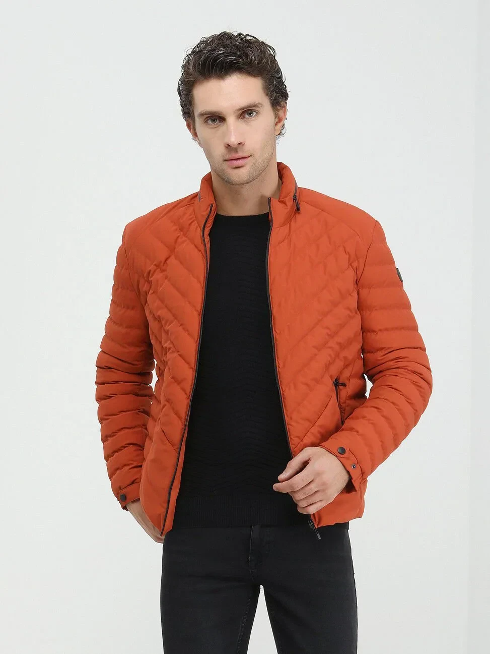 Turuncu Regular Fit Casual Dokuma Mont - 2