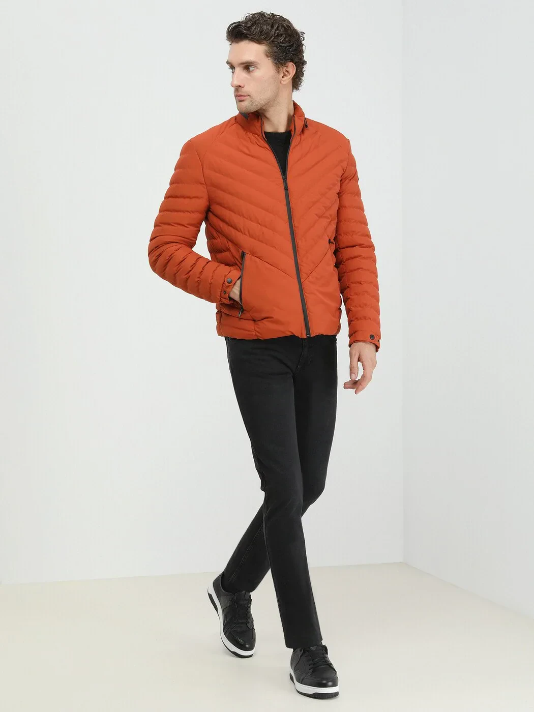 Turuncu Regular Fit Casual Dokuma Mont - 3