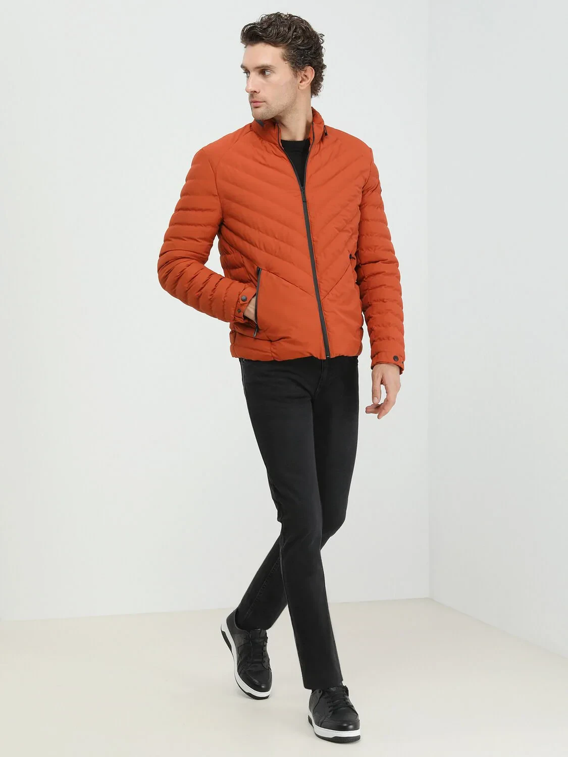 Turuncu Regular Fit Casual Dokuma Mont - 3