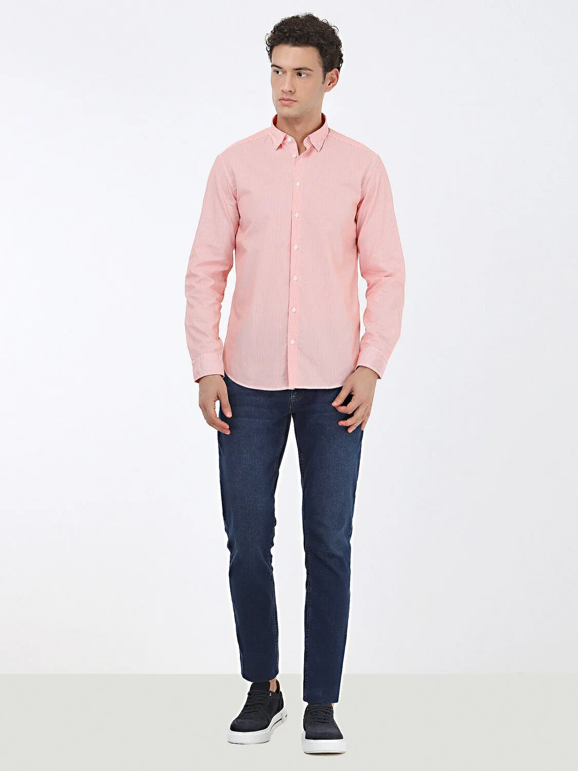Turuncu Regular Fit Dokuma Casual %100 Pamuk Gömlek - 2