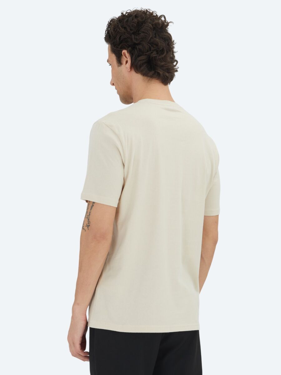 Unisex Beige Plain Crew Neck 100% Cotton T-Shirt - 5