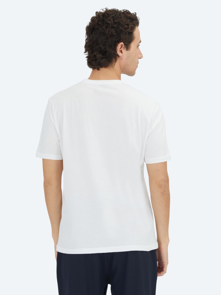 Unisex Beyaz Düz Bisiklet Yaka %100 Pamuk T-Shirt - 5