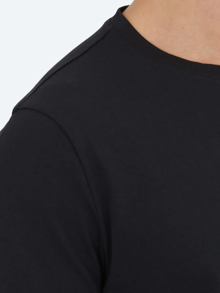 Unisex Black Plain Crew Neck 100% Cotton T-Shirt - 4