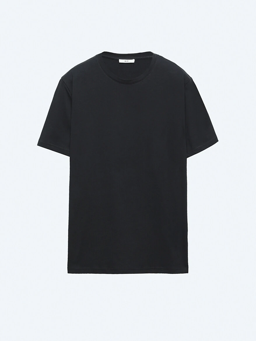 Unisex Black Plain Crew Neck 100% Cotton T-Shirt - 6