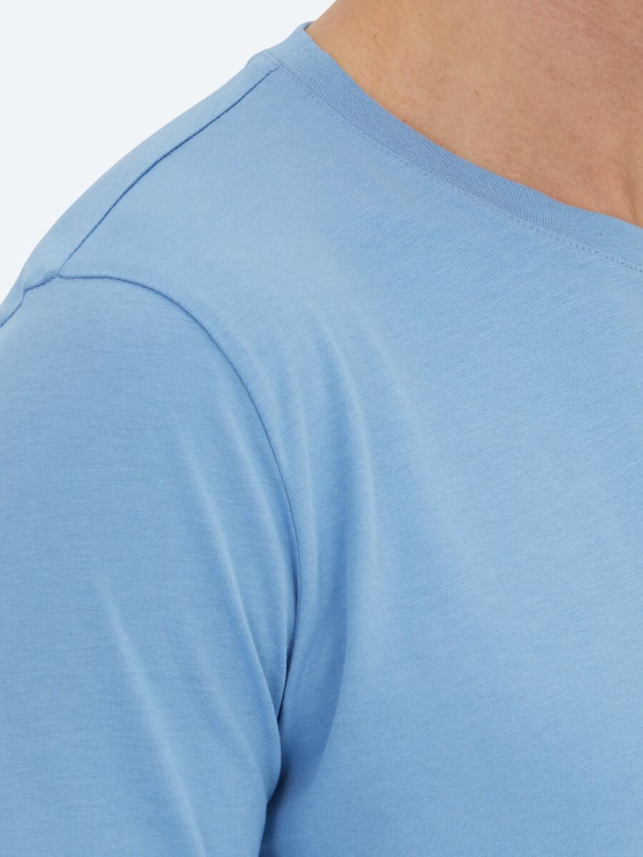 Unisex Blue Plain Crew Neck 100% Cotton T-Shirt - 4