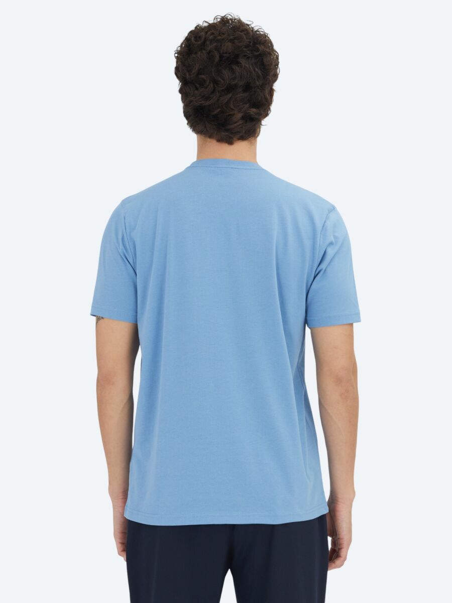 Unisex Blue Plain Crew Neck 100% Cotton T-Shirt - 5