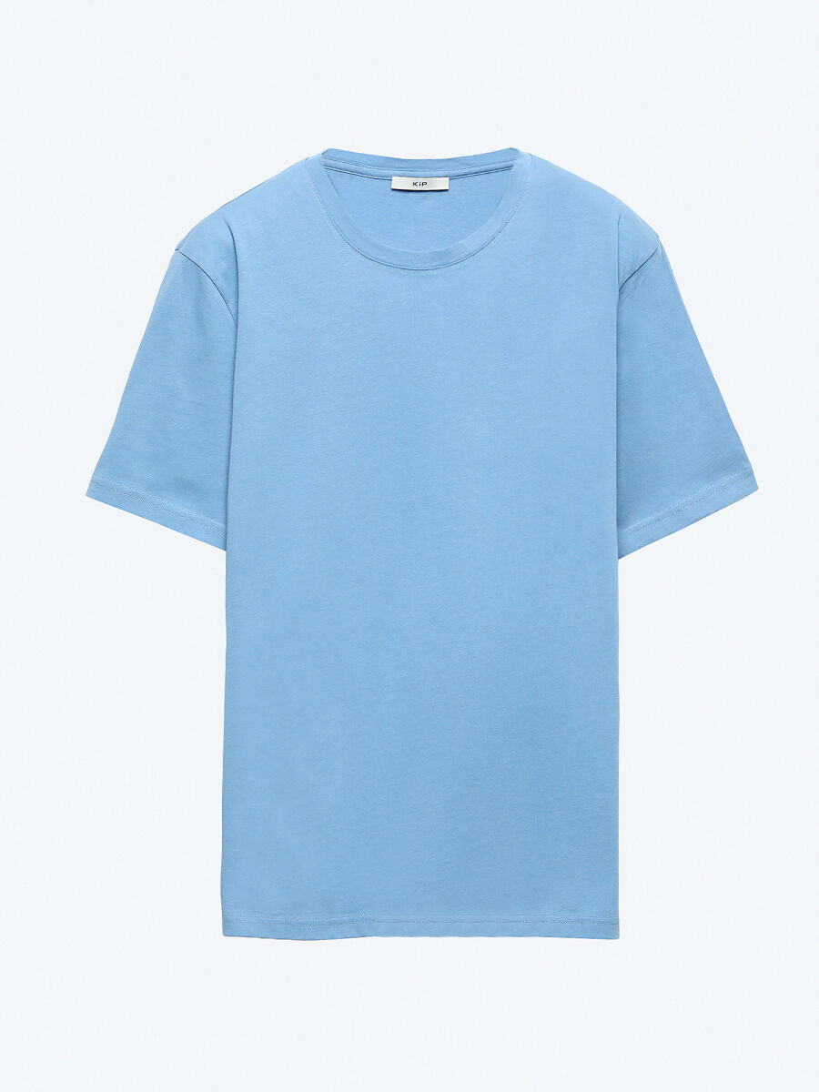 Unisex Blue Plain Crew Neck 100% Cotton T-Shirt - 6