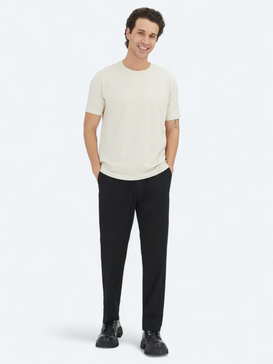 Unisex Ecru Plain Crew Neck 100% Cotton T-Shirt 