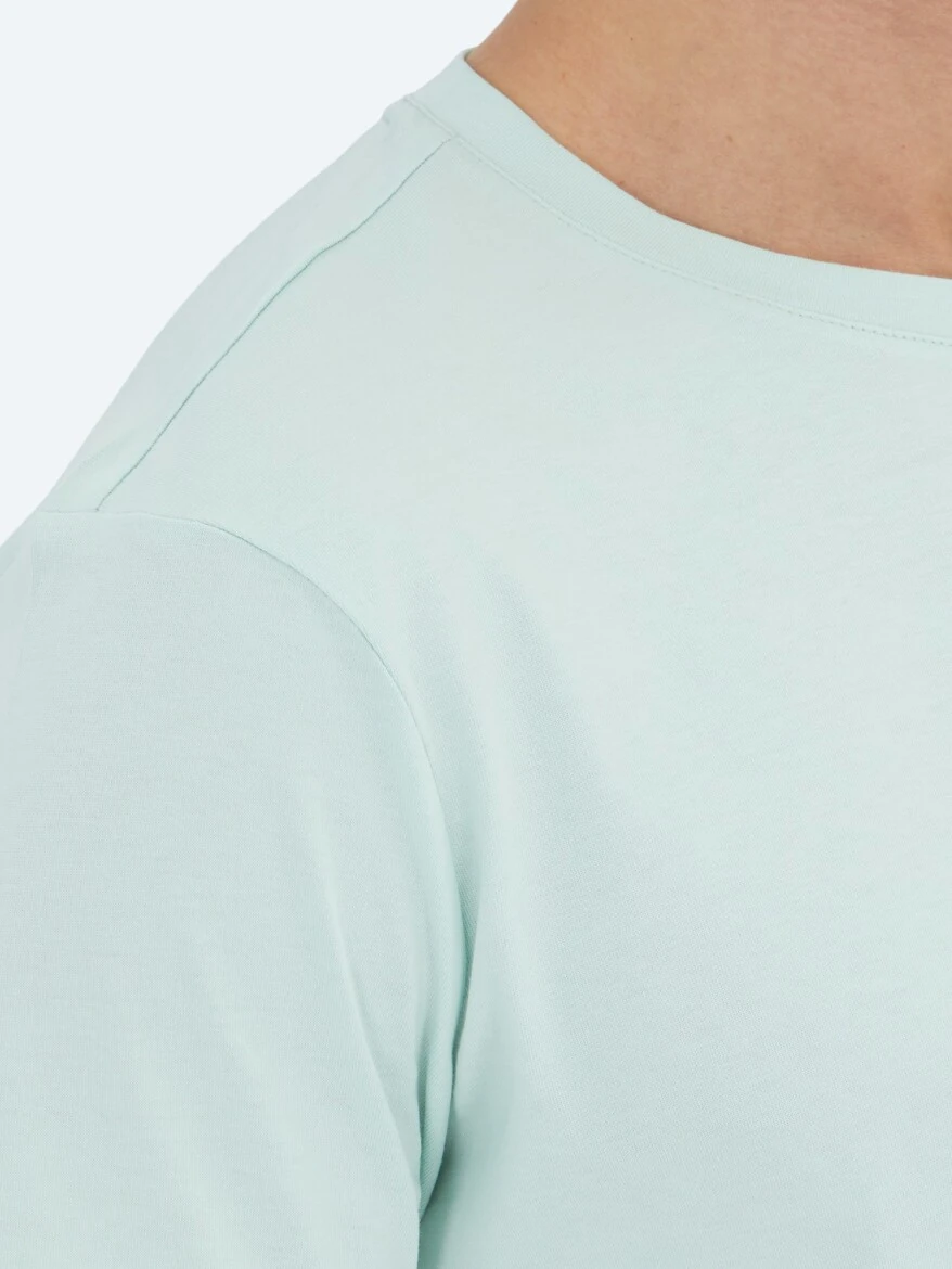 Unisex Light Green Plain Crew Neck 100% Cotton T-Shirt - 4