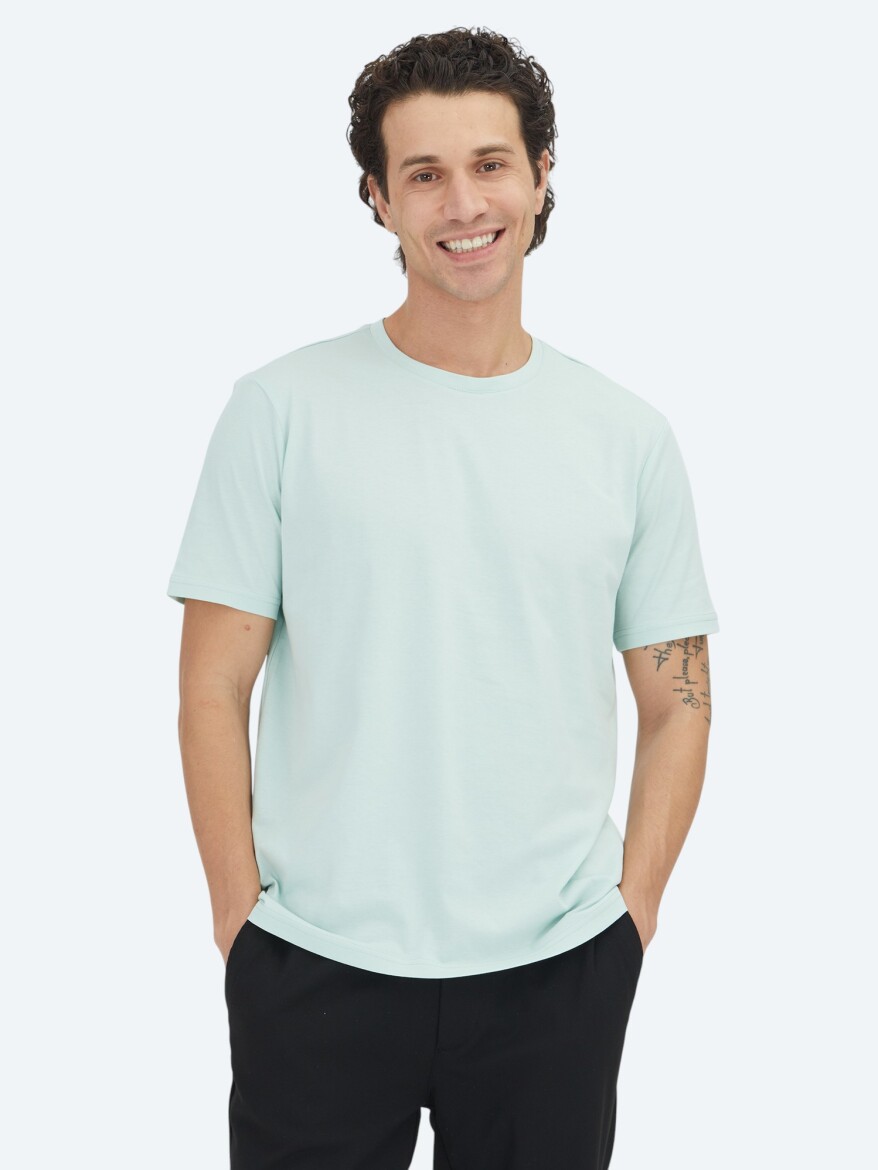 Unisex Light Green Plain Crew Neck 100% Cotton T-Shirt 