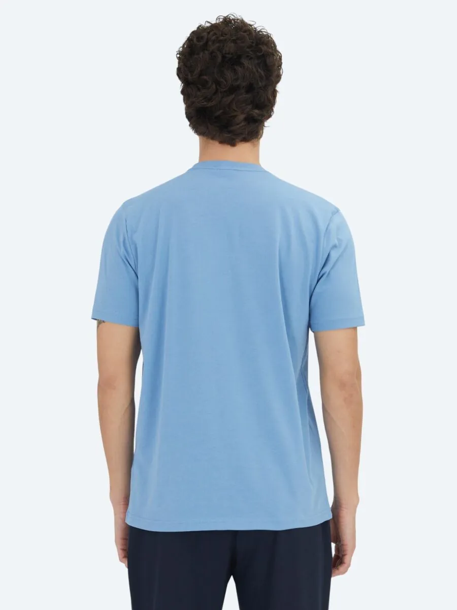 Unisex Mavi Düz Bisiklet Yaka %100 Pamuk T-Shirt - 5