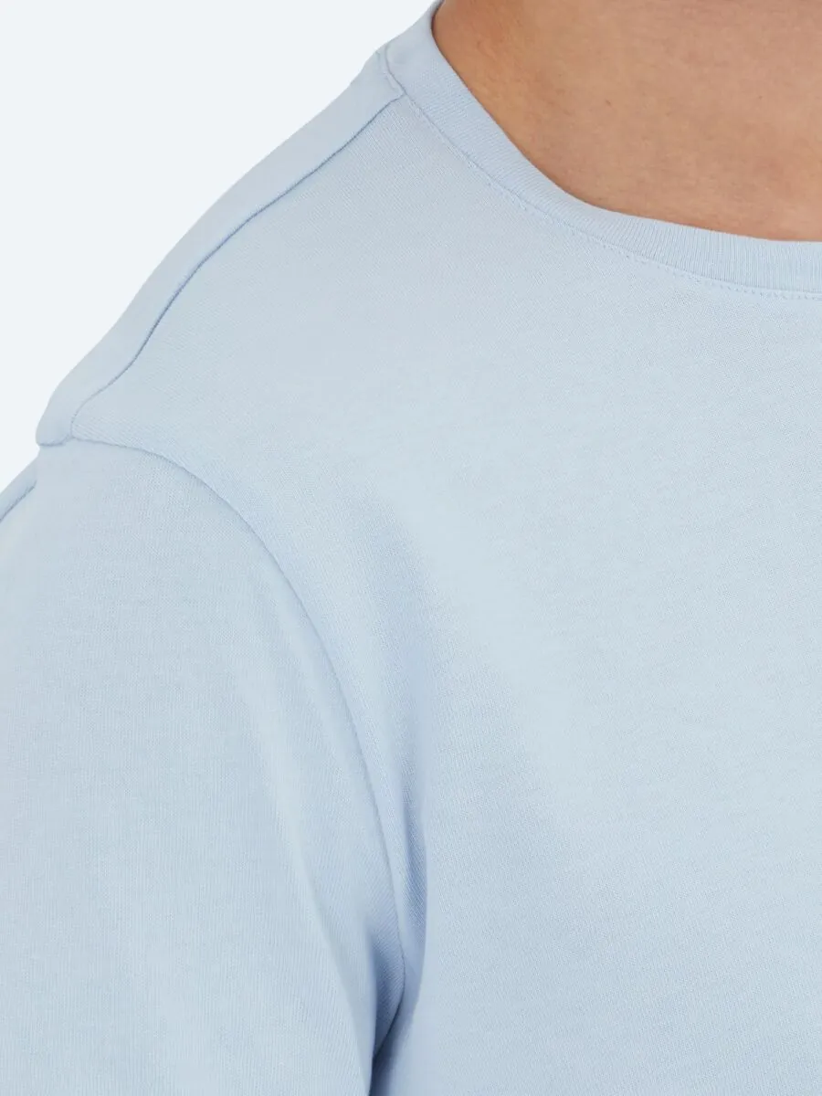 Unisex Medium Blue Plain Crew Neck 100% Cotton T-Shirt - 4