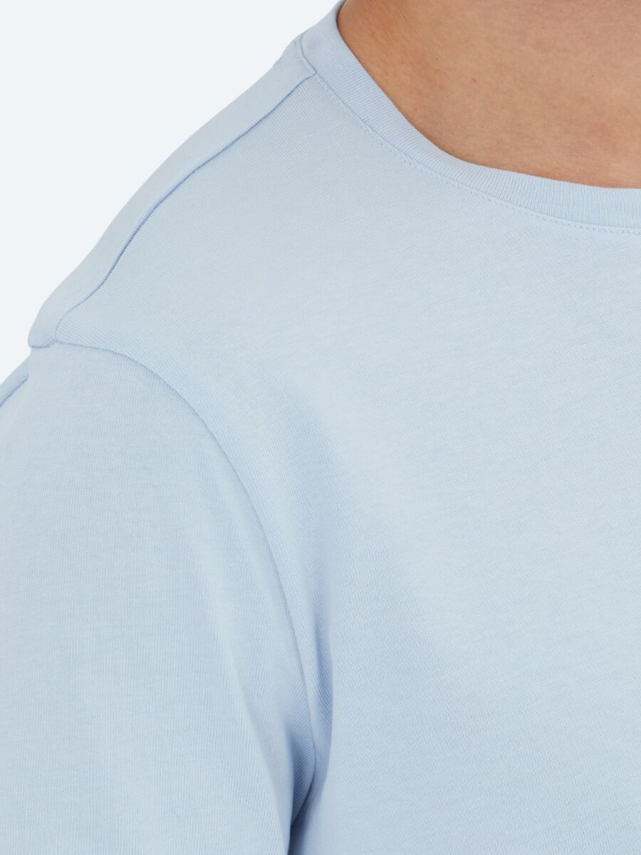 Unisex Medium Blue Plain Crew Neck 100% Cotton T-Shirt - 4