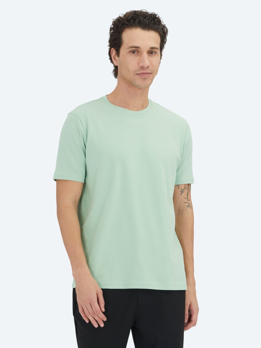 Unisex Mint Plain Crew Neck 100% Cotton T-Shirt 