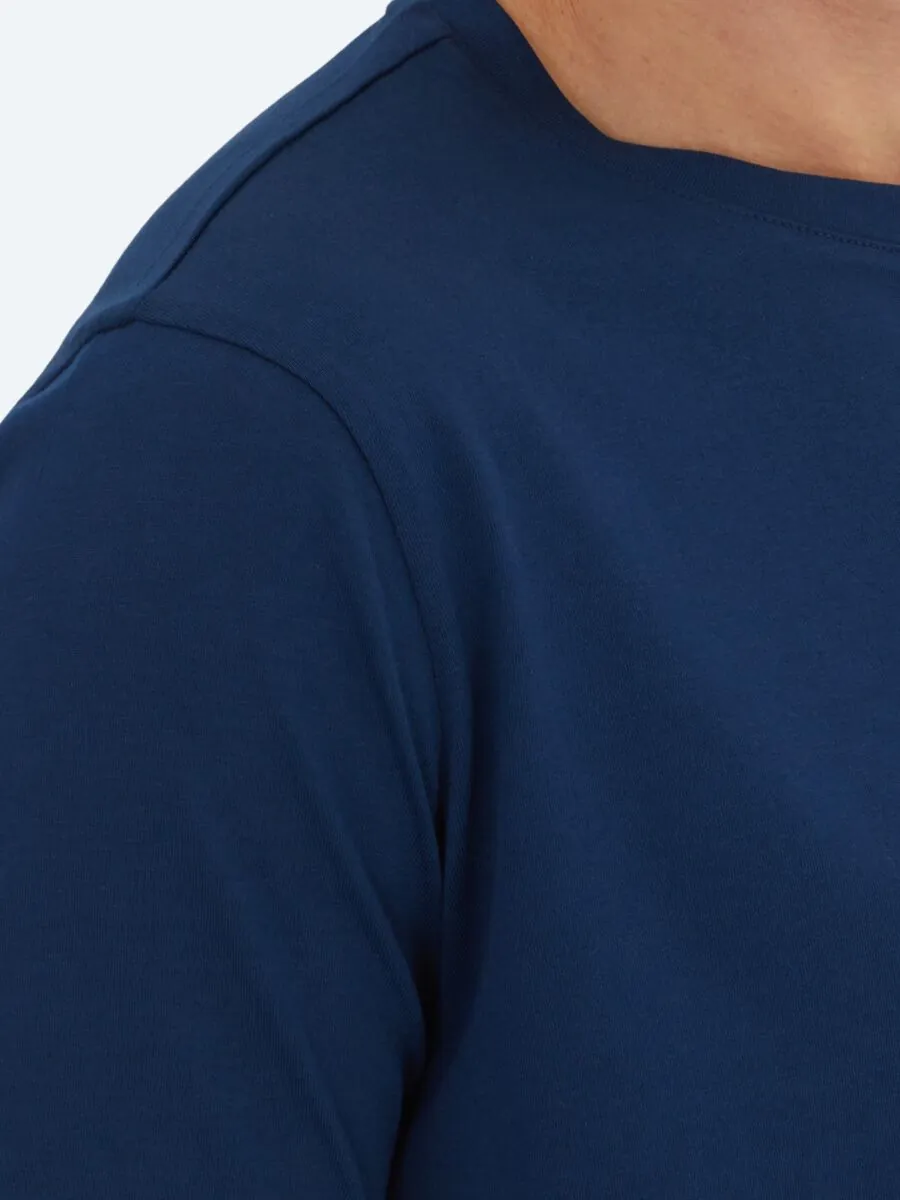 Unisex Navy Blue Plain Crew Neck 100% Cotton T-Shirt - 4